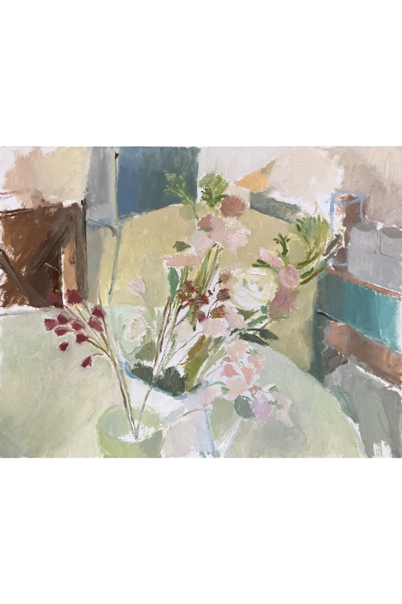 Flowers on a Green Table