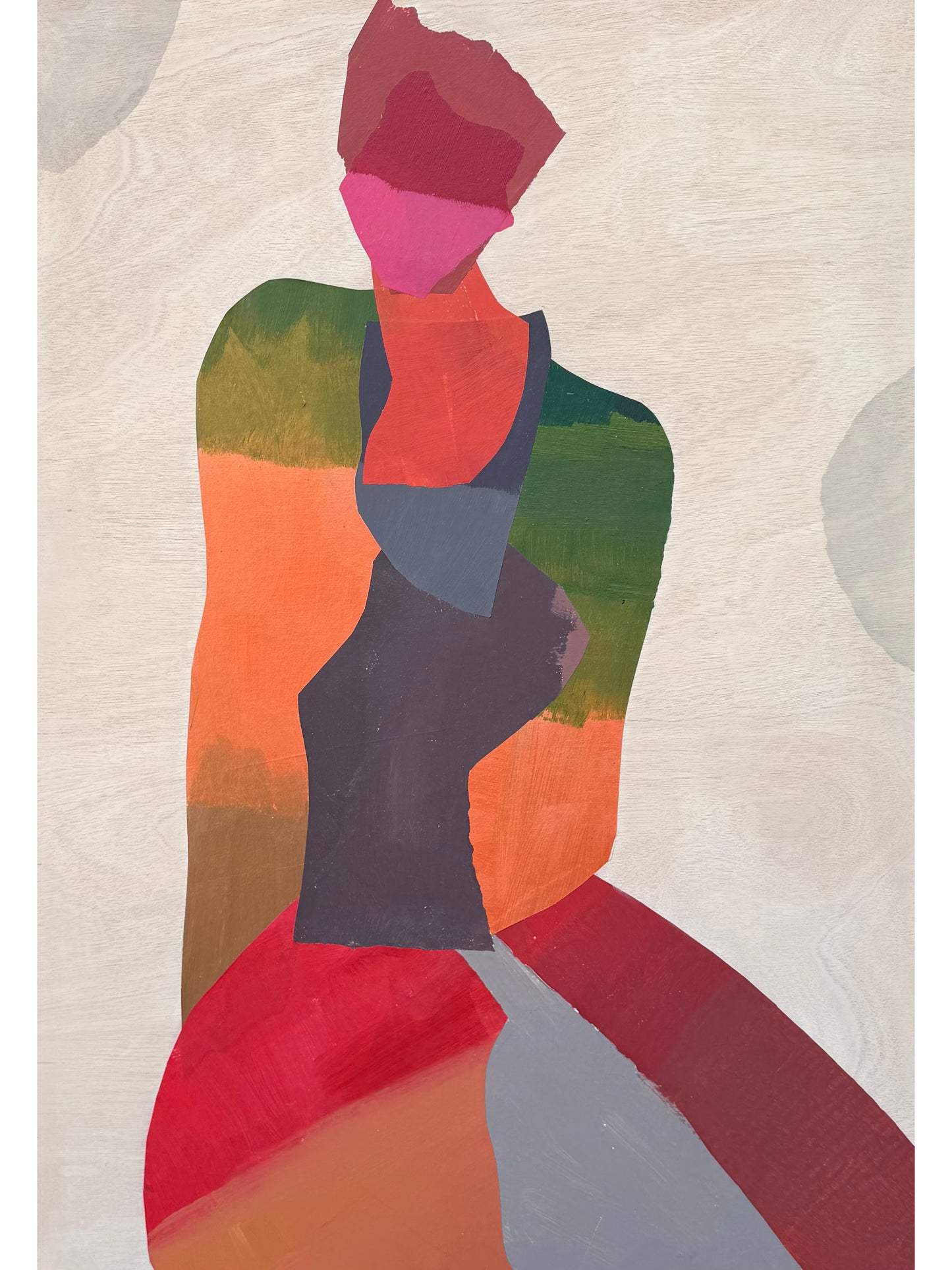 Seated Figure with a Red & Pink Face