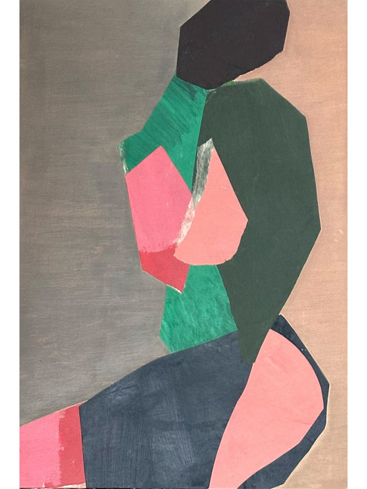 Jade, Pink & Black Seated Figure