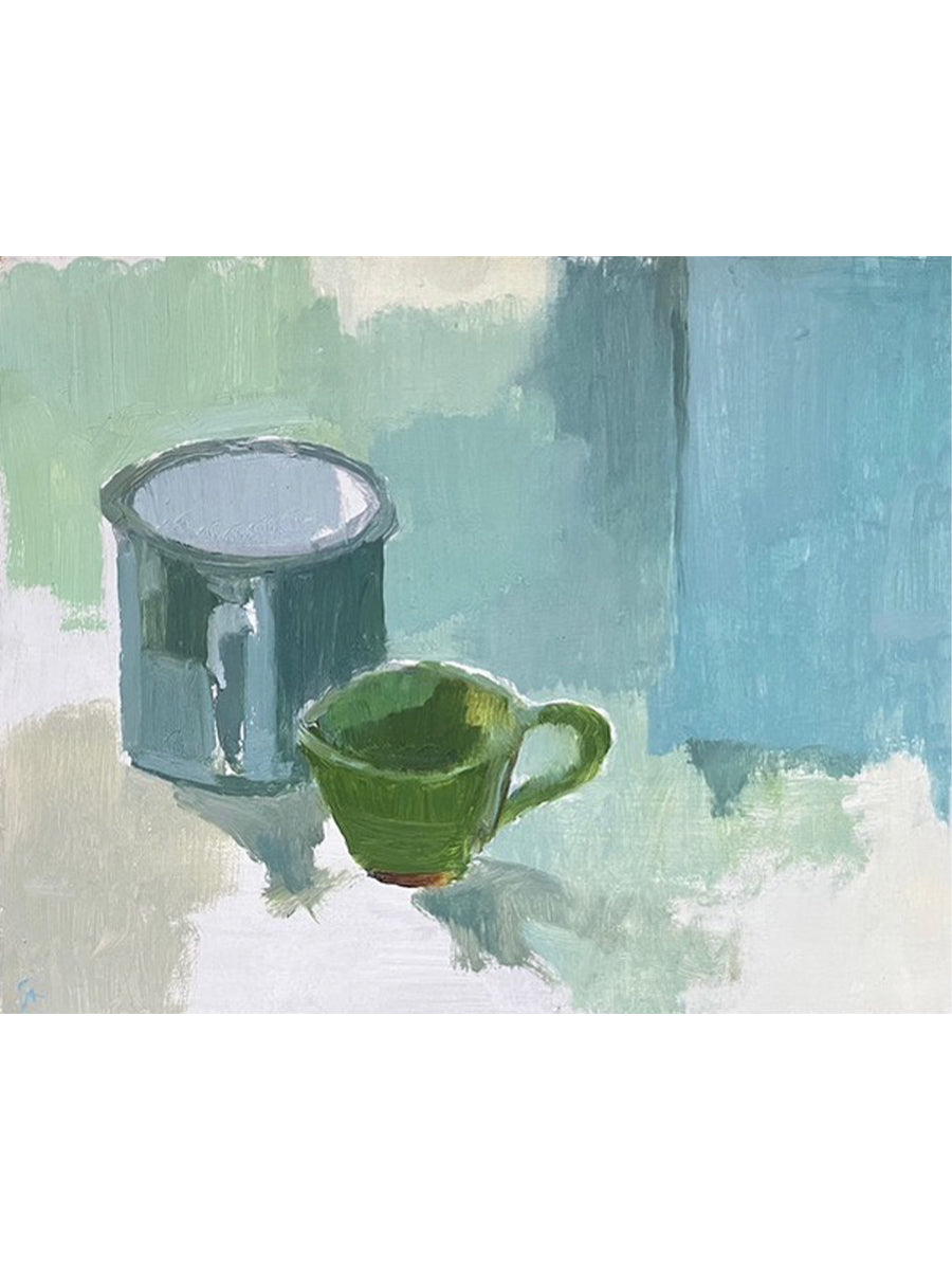 Grey Mug, Green Cup