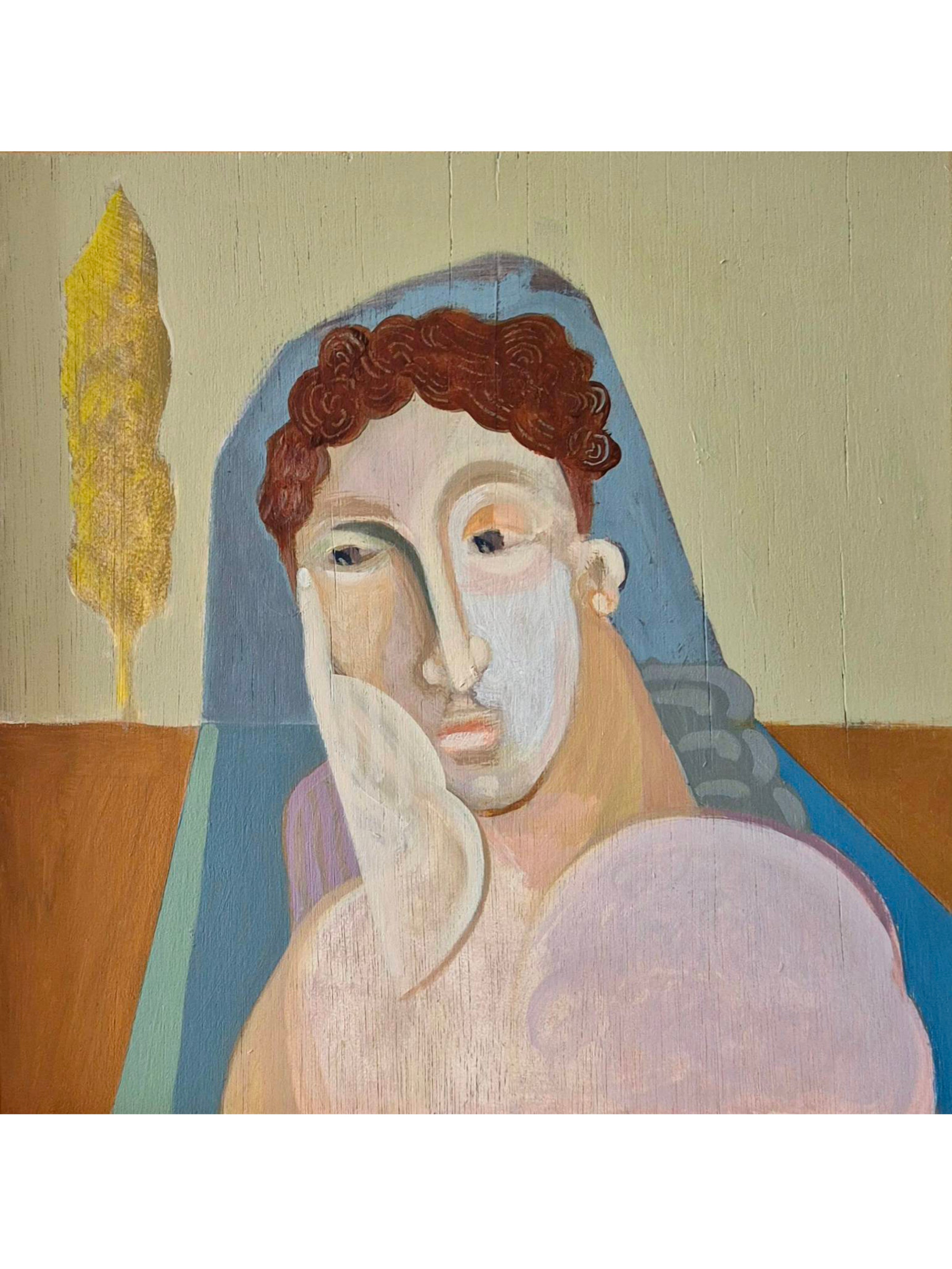 Figure with Illuminated Cypress
