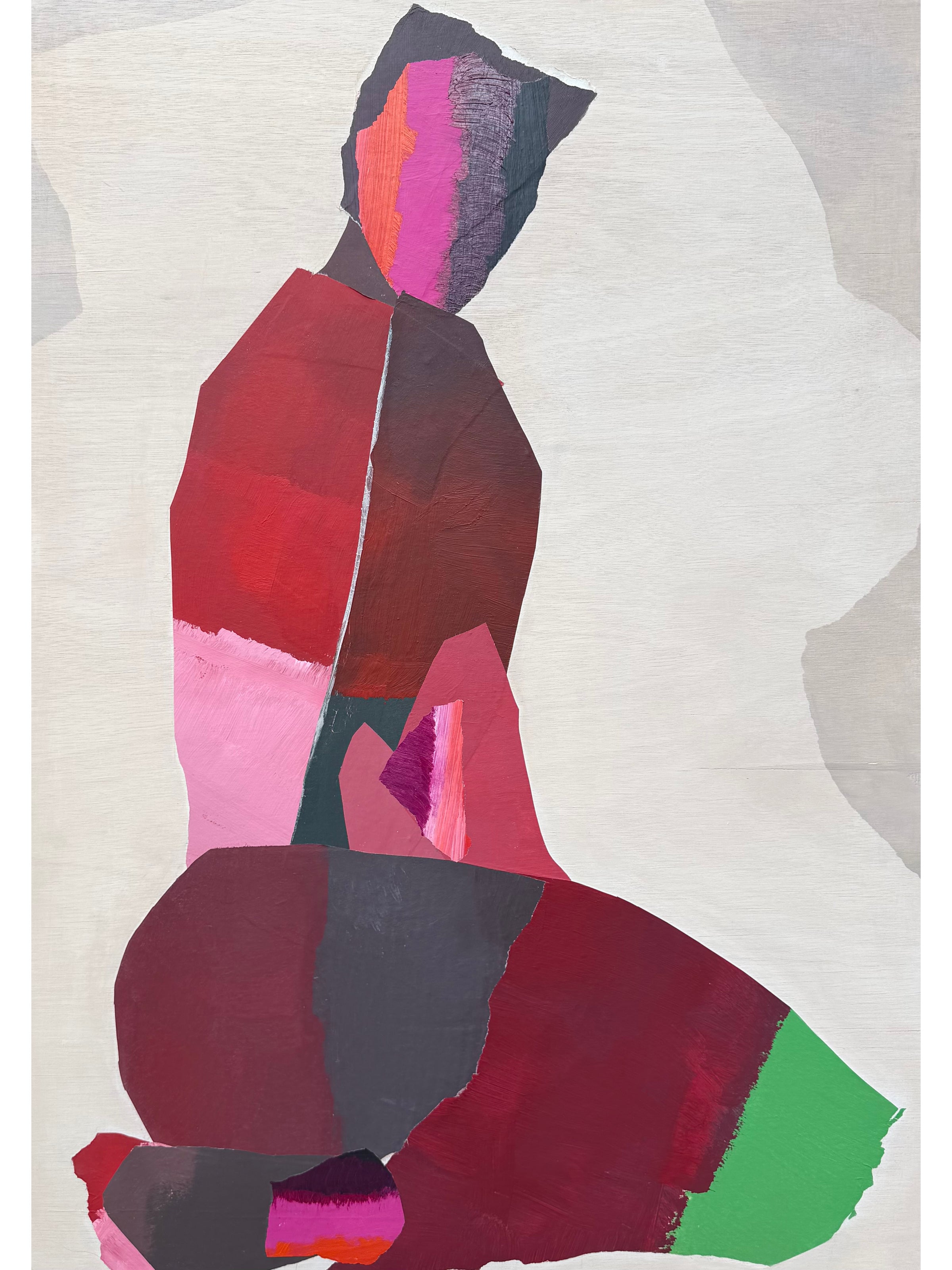 Kneeling Figure in Reds & Stripes
