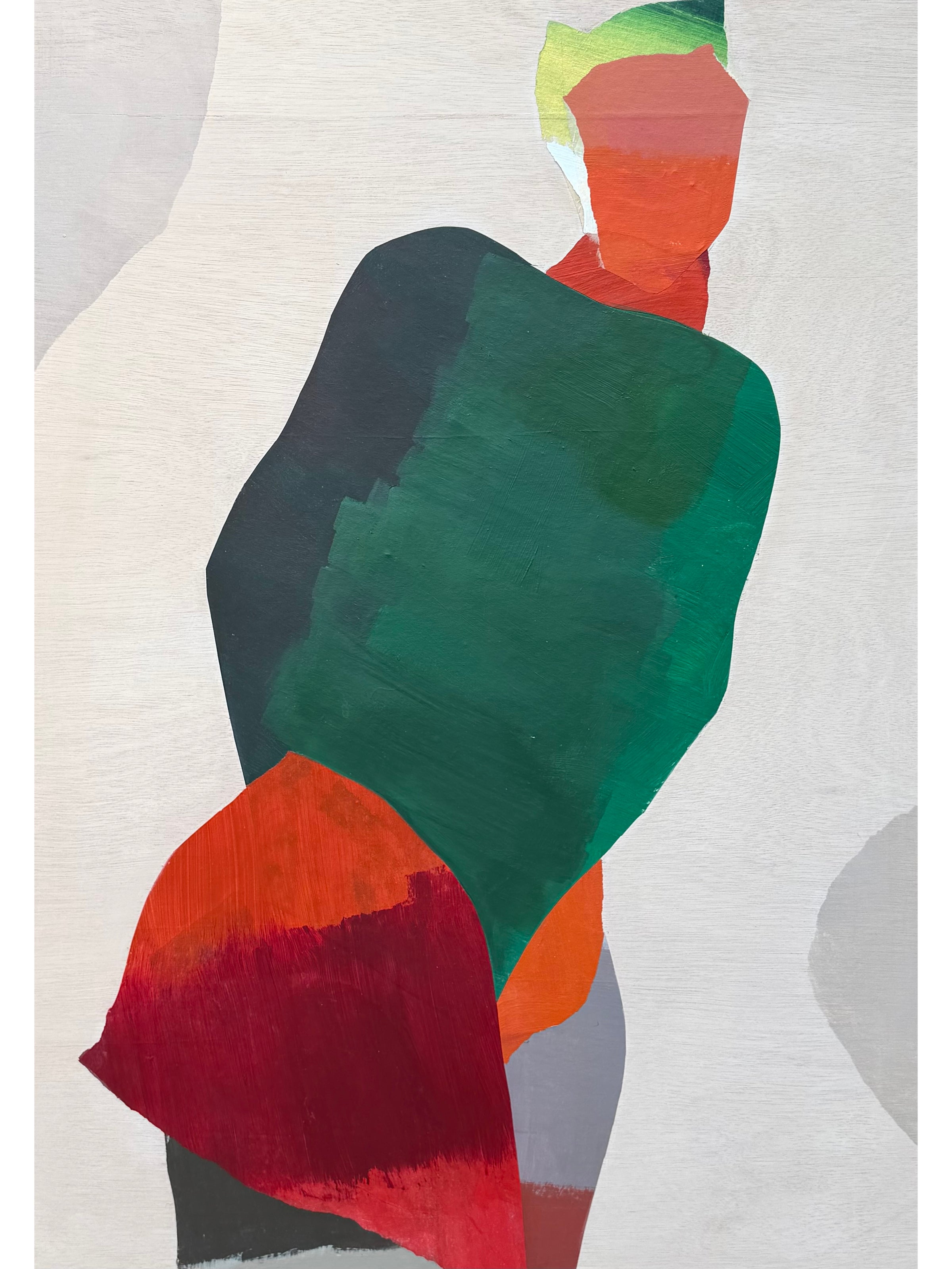 Leaning Figure in Greens, Orange