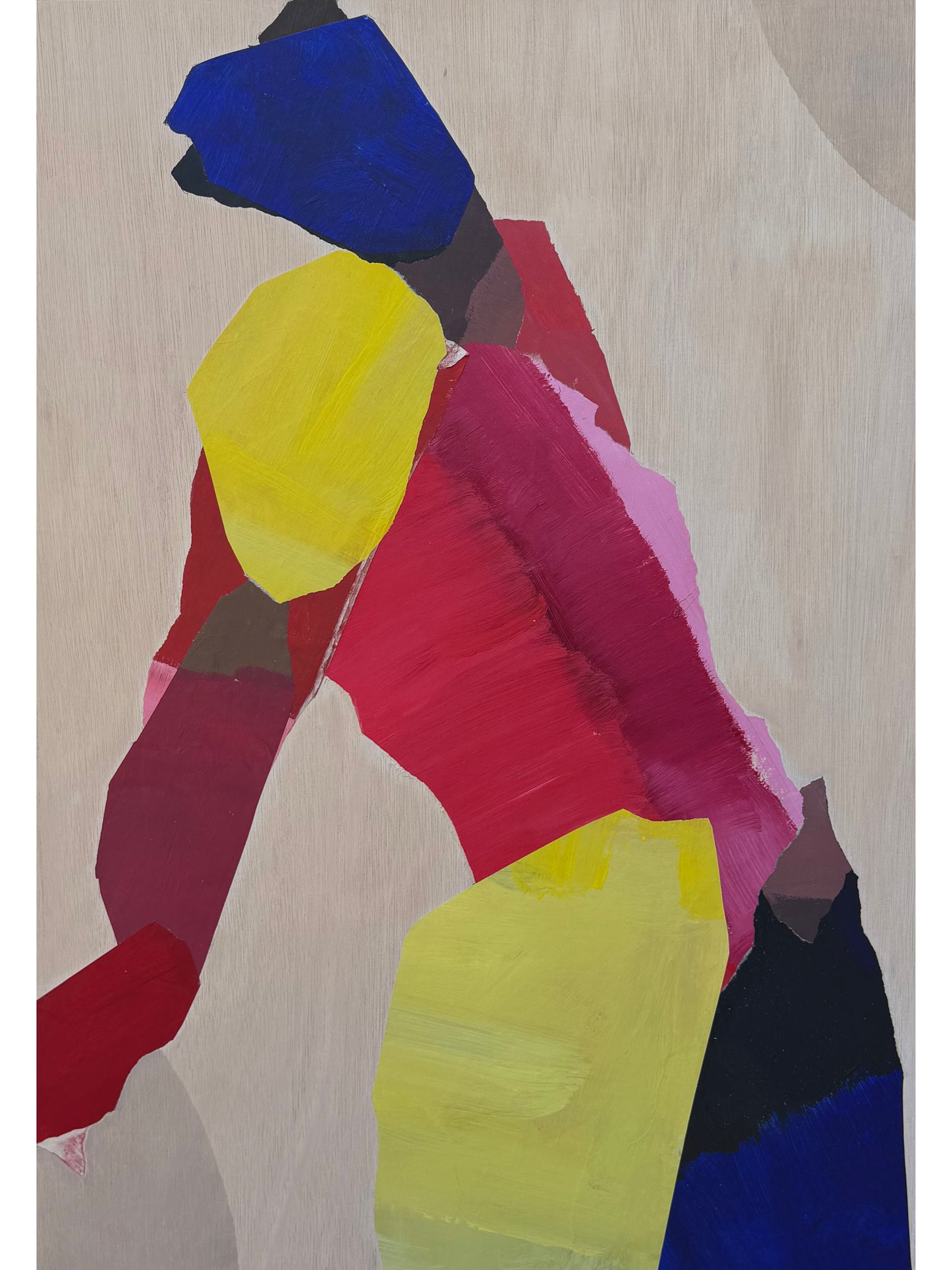 Leaning Figure in Pinks, Red, Yellow, Blue