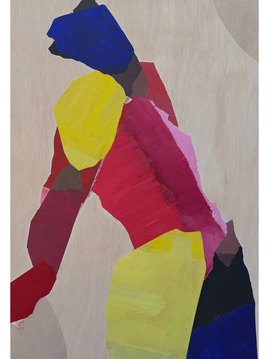 Leaning Figure in Pinks, Red, Yellow, Blue