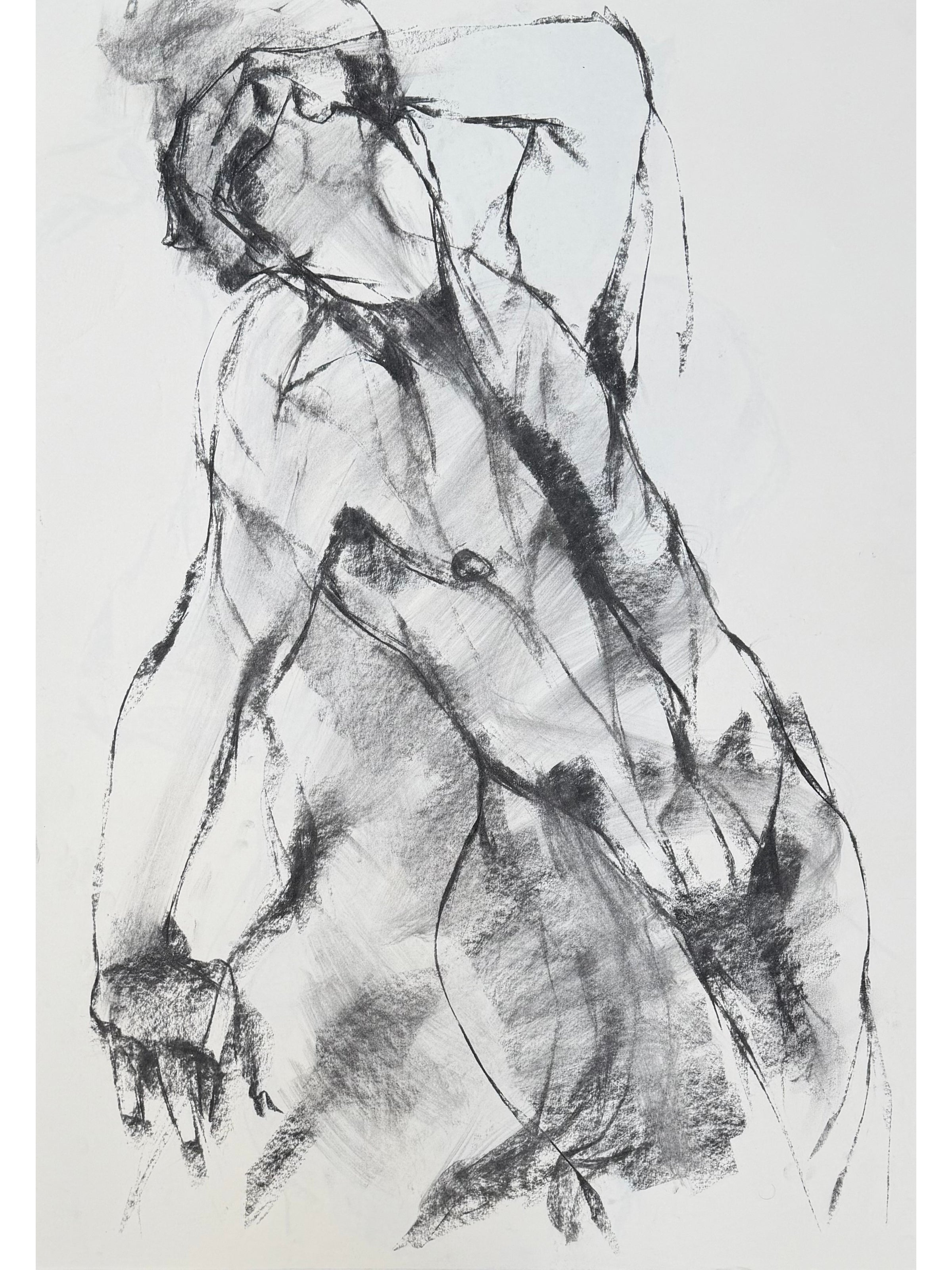 Leaning Pose in Charcoal