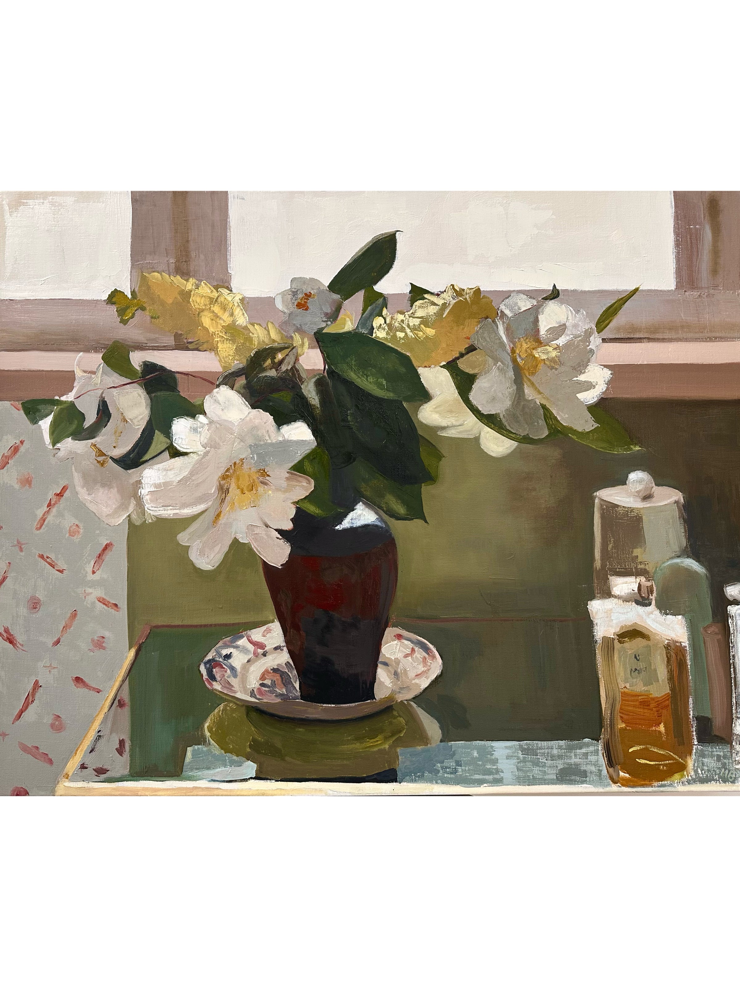 Morning Light on Camellias and Hyacinths