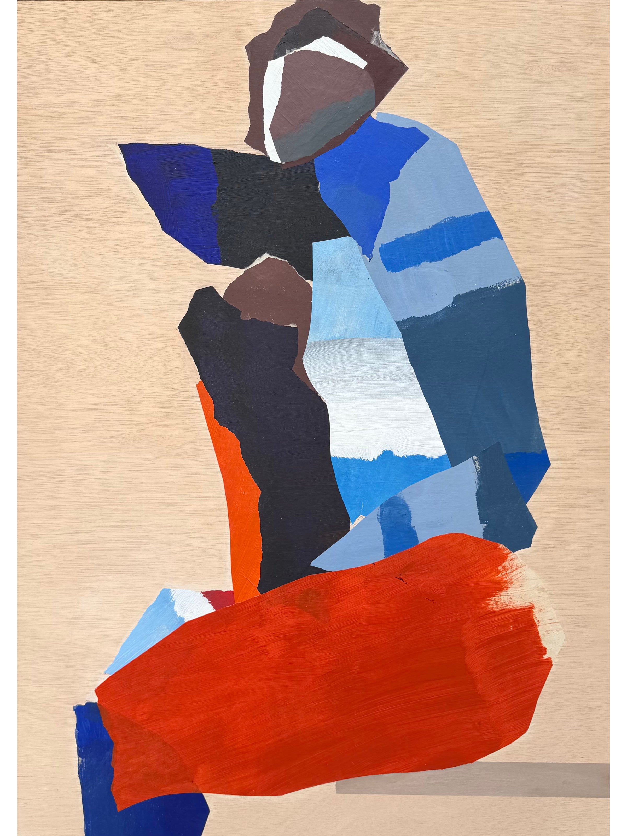 Orange, Blues & Black Seated Figure