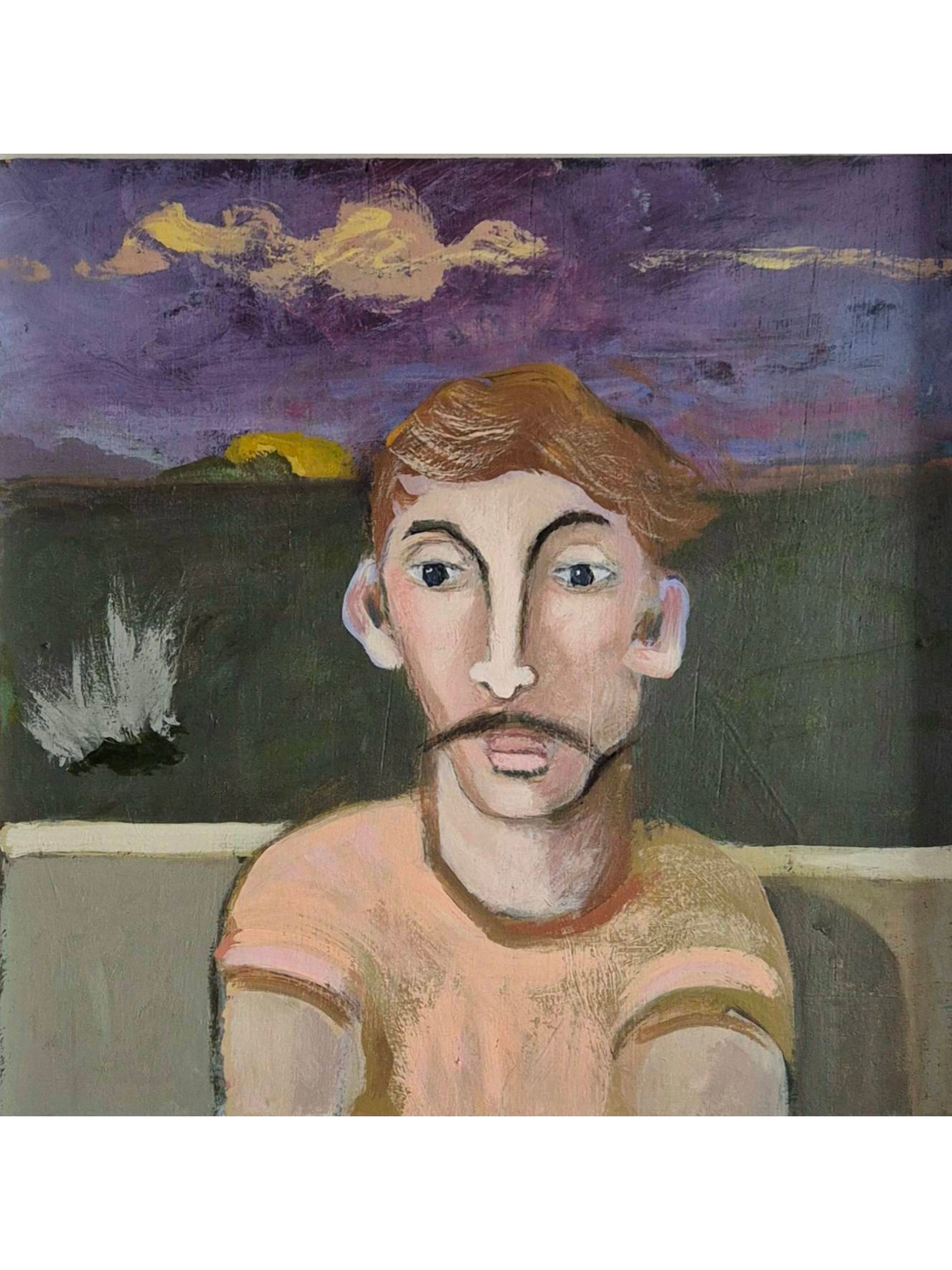 Seated Figure Waiting with Storm Clouds