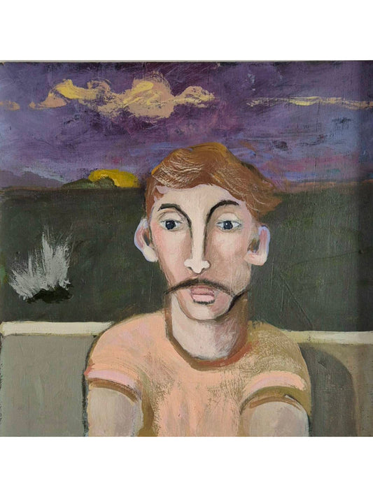 Seated Figure Waiting with Storm Clouds