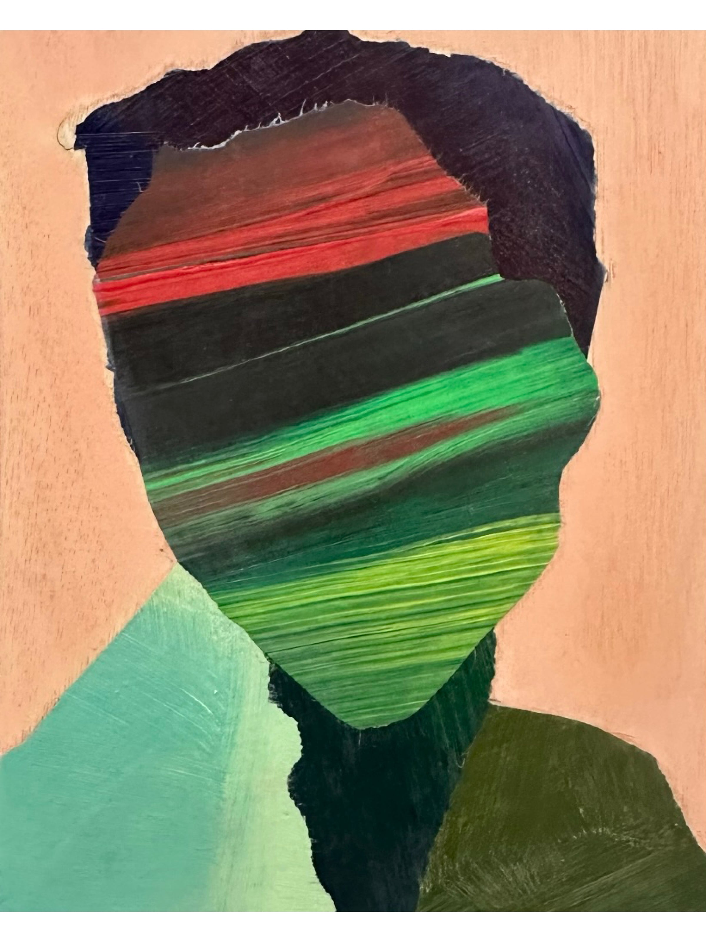 Small Head in Red, Green Stripes