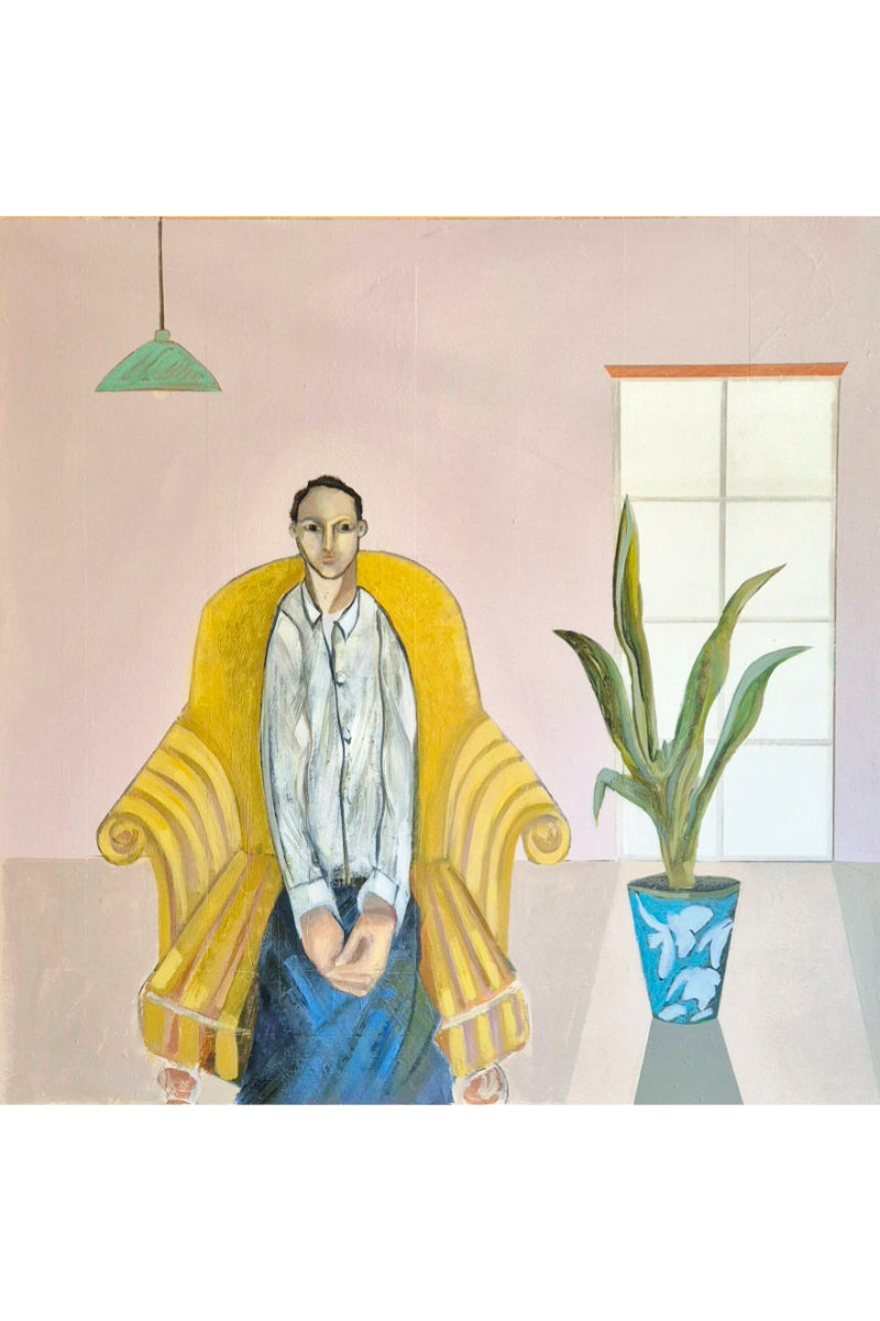 Seated Figure Waiting with Plant