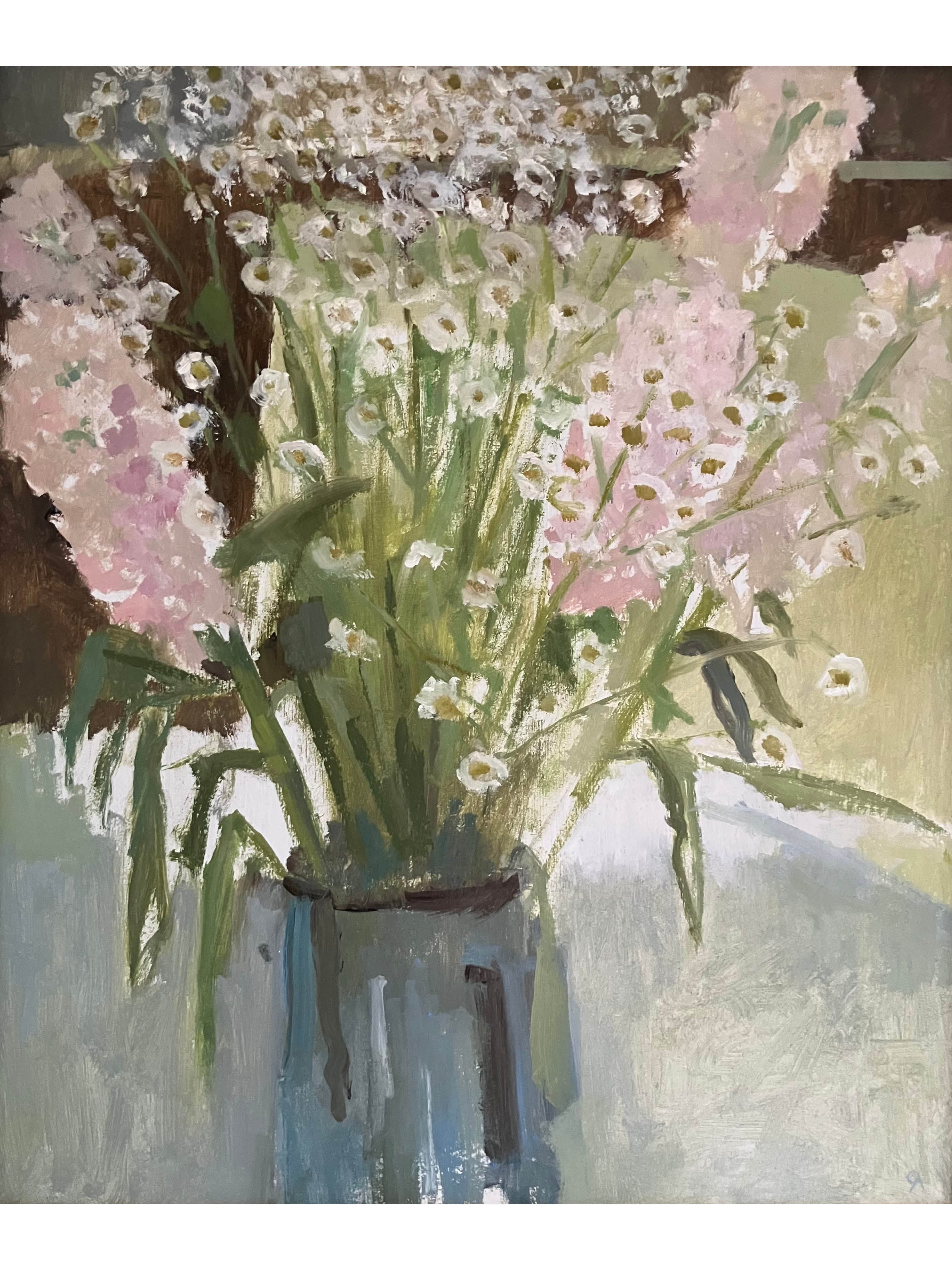 Pink Stocks and Feverfew