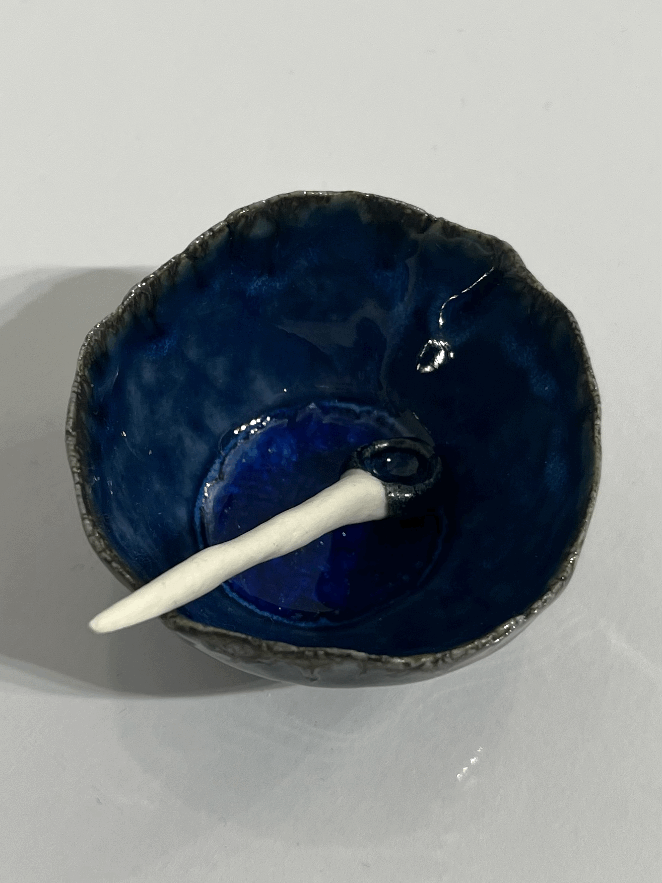 Salt Dish with Spoon in Sapphire