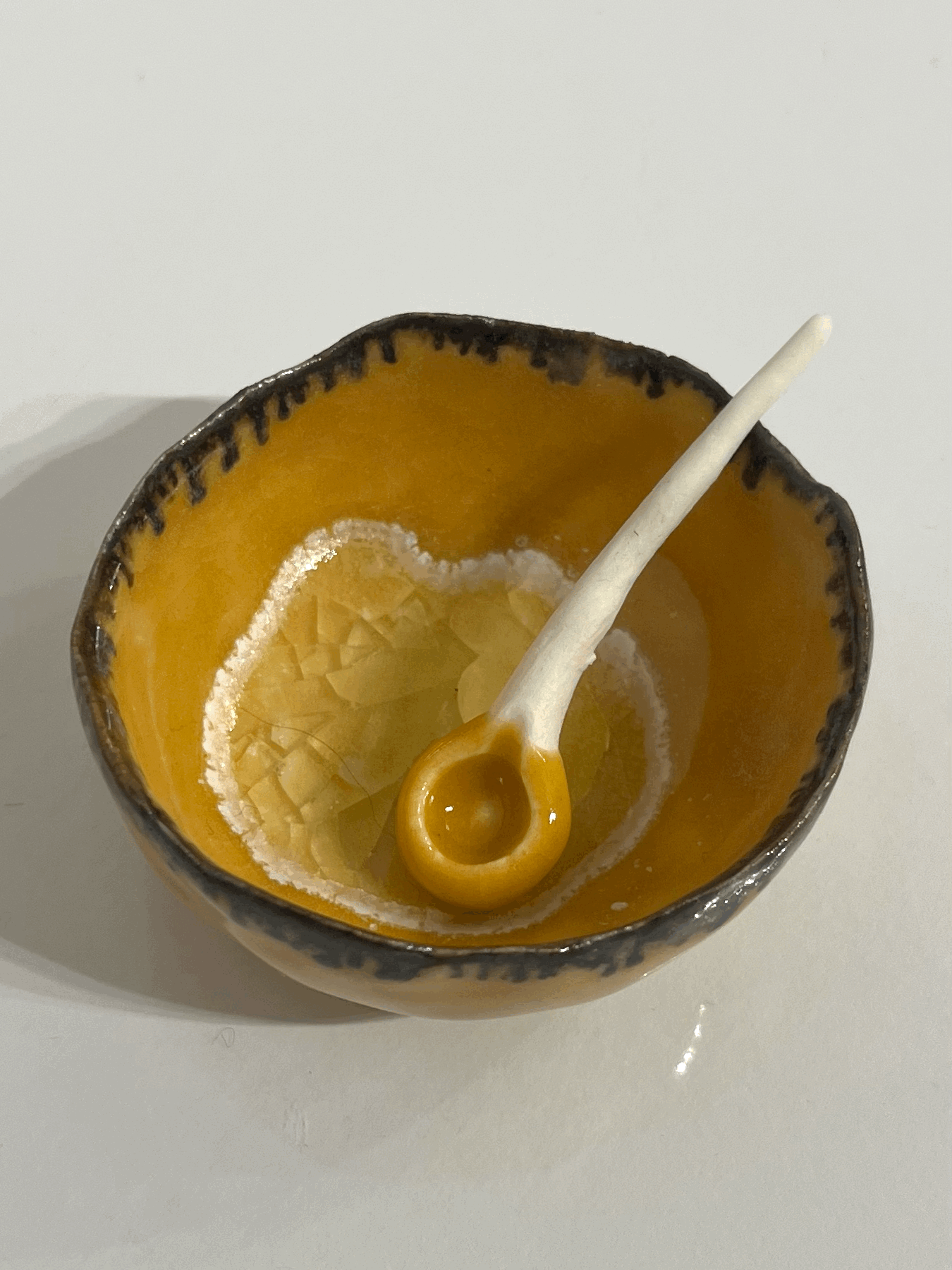 Salt Dish with Spoon in Mustard