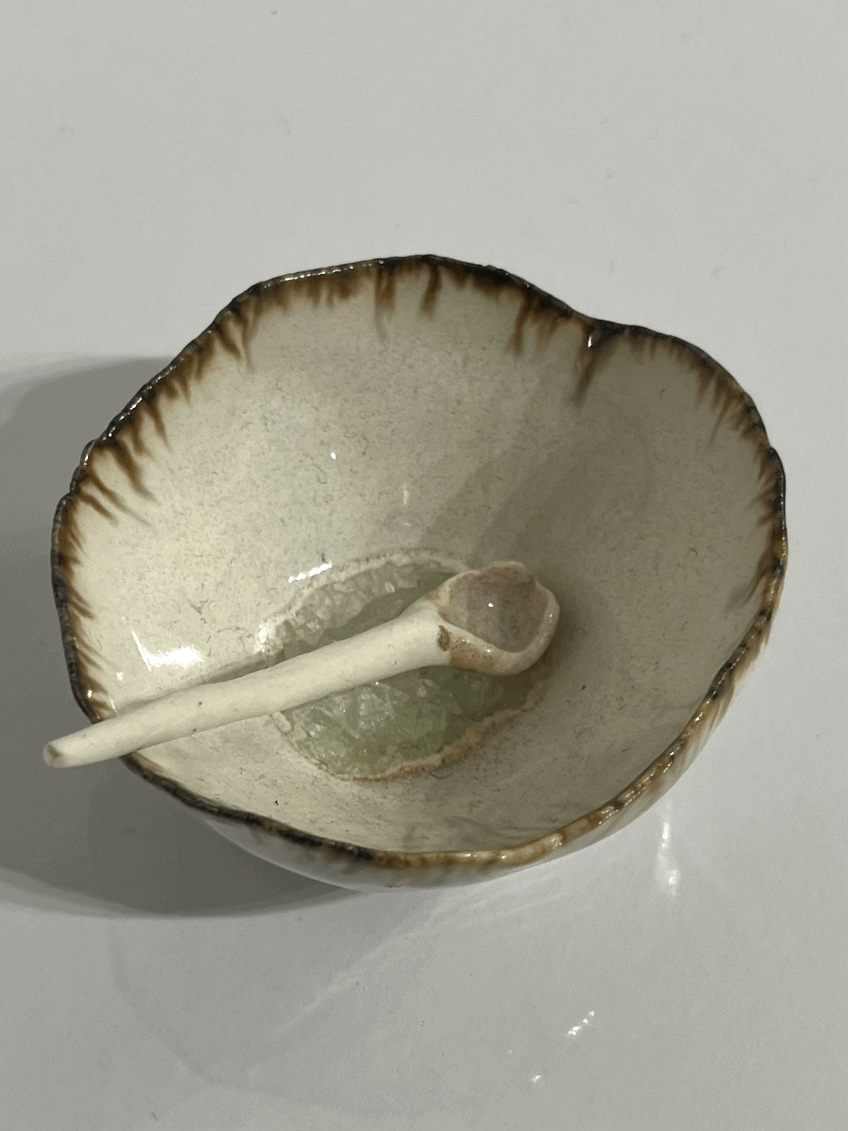 Salt Dish with Spoon in White Truffle