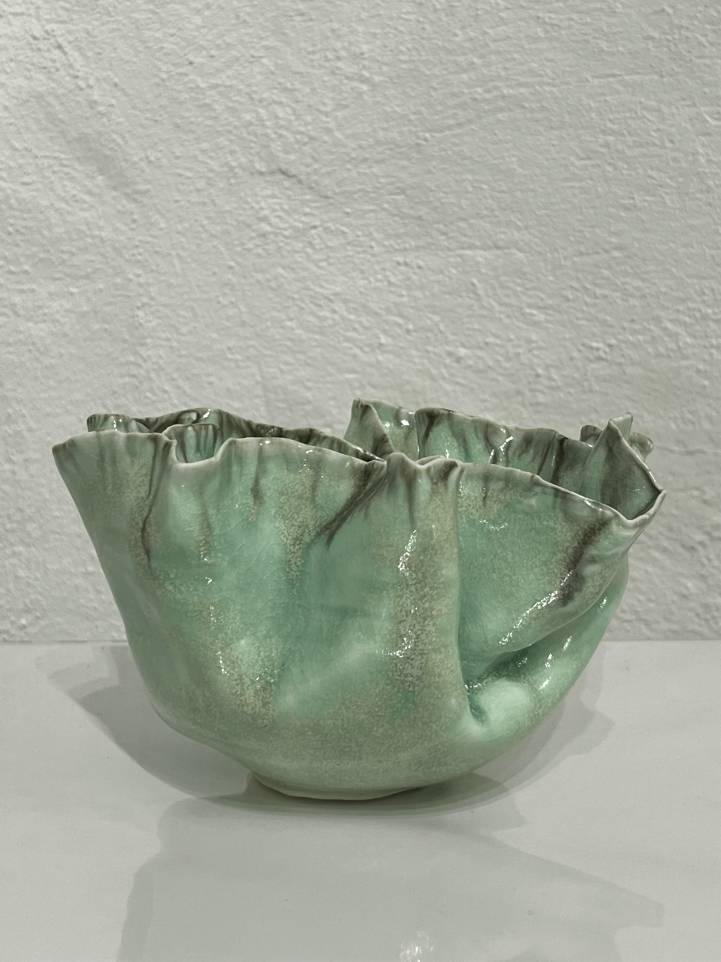 Large Wavy Dish in Green Apple