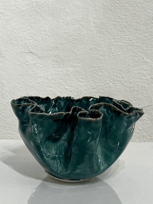 Large Wavy Dish in Emerald